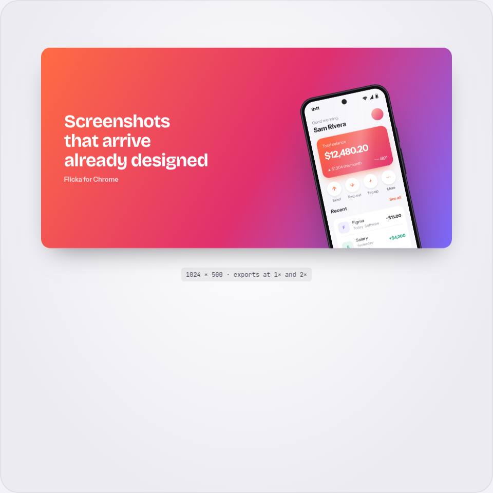 A 1024 by 500 Google Play feature graphic with a headline and a device frame on a gradient